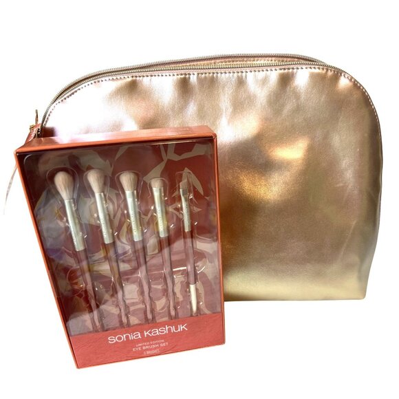 NWT Sonia Kashuk Dome Cosmetic Bag, Small Bag, Make-up Brush Set - Rose Gold Met - Picture 1 of 8